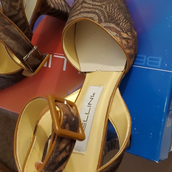 Bellini khaki brown fabric print heels - Picture 4 of 5